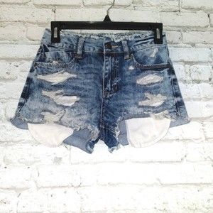 Rewash Vintage Reunion Distressed High Rise Jean Shorts Size 1/25 Juniors